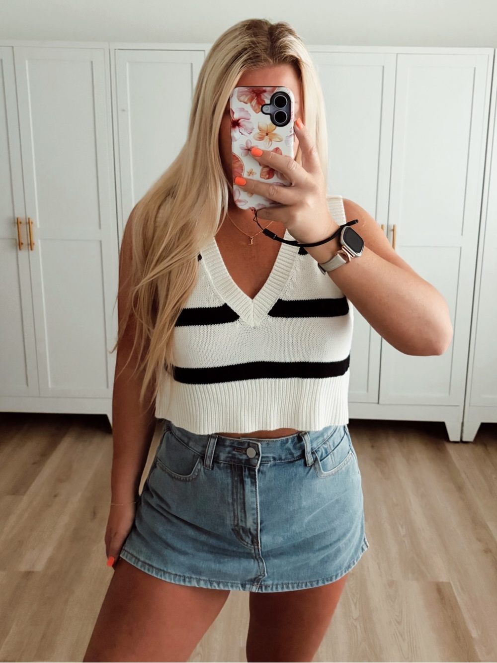 Striped Black and White Women's Crop Vest Top